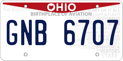 OH license plate GNB6707