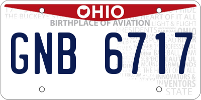 OH license plate GNB6717