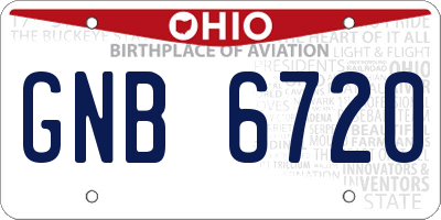 OH license plate GNB6720