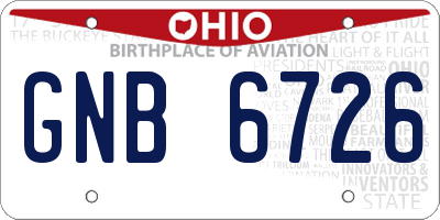 OH license plate GNB6726