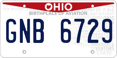 OH license plate GNB6729