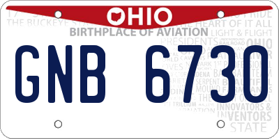 OH license plate GNB6730