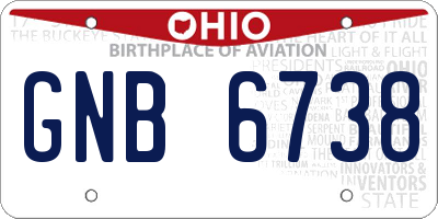 OH license plate GNB6738