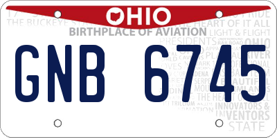 OH license plate GNB6745