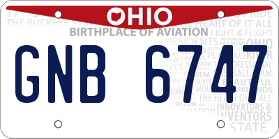 OH license plate GNB6747