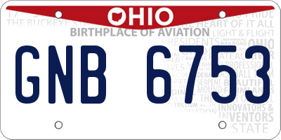 OH license plate GNB6753