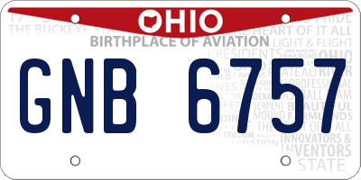 OH license plate GNB6757