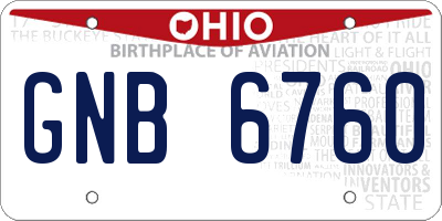 OH license plate GNB6760