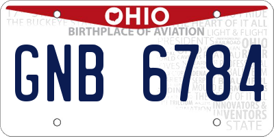 OH license plate GNB6784