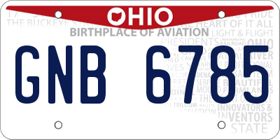 OH license plate GNB6785