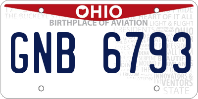 OH license plate GNB6793