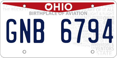 OH license plate GNB6794