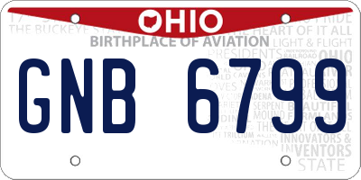 OH license plate GNB6799