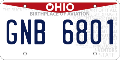 OH license plate GNB6801
