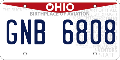 OH license plate GNB6808