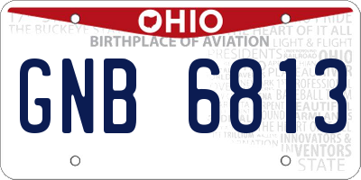 OH license plate GNB6813