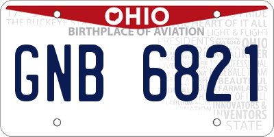 OH license plate GNB6821