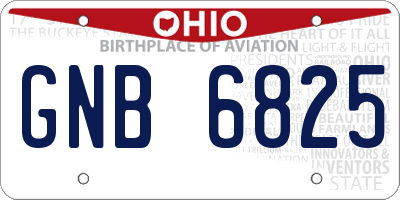OH license plate GNB6825
