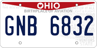 OH license plate GNB6832