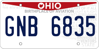 OH license plate GNB6835