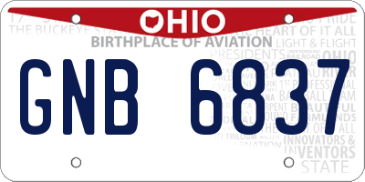 OH license plate GNB6837