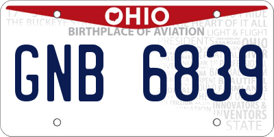 OH license plate GNB6839