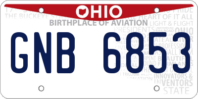 OH license plate GNB6853