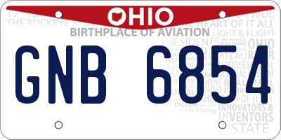 OH license plate GNB6854