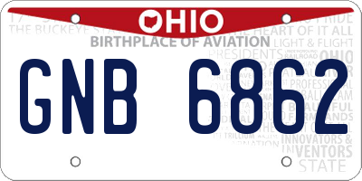 OH license plate GNB6862