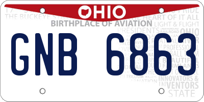 OH license plate GNB6863