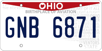 OH license plate GNB6871