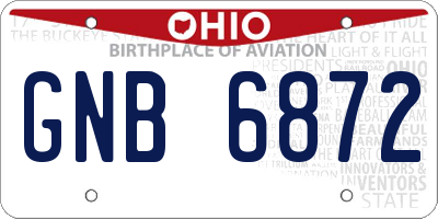 OH license plate GNB6872