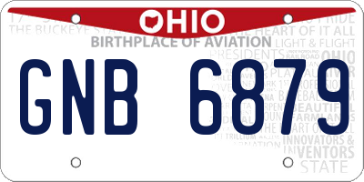 OH license plate GNB6879