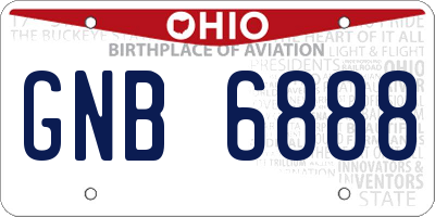 OH license plate GNB6888