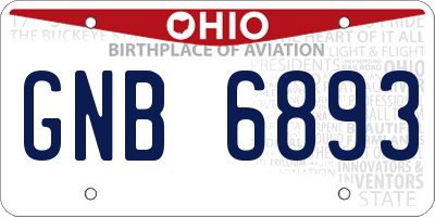 OH license plate GNB6893
