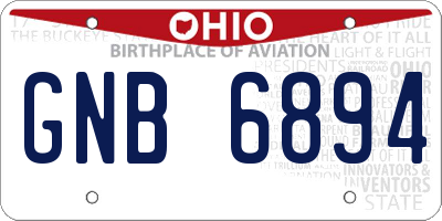 OH license plate GNB6894