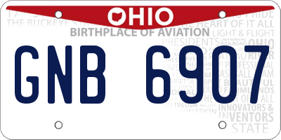 OH license plate GNB6907
