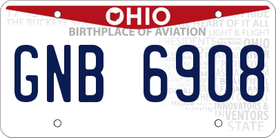 OH license plate GNB6908