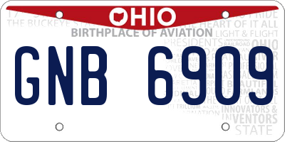 OH license plate GNB6909