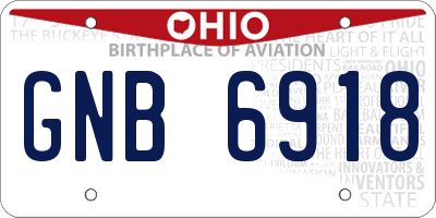 OH license plate GNB6918