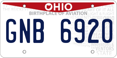 OH license plate GNB6920