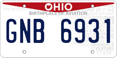 OH license plate GNB6931