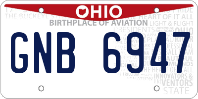 OH license plate GNB6947