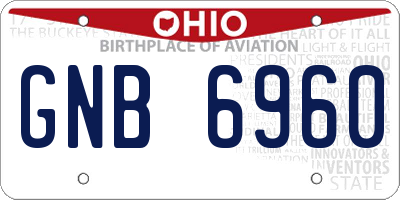 OH license plate GNB6960