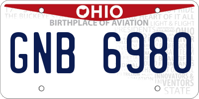 OH license plate GNB6980