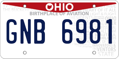 OH license plate GNB6981