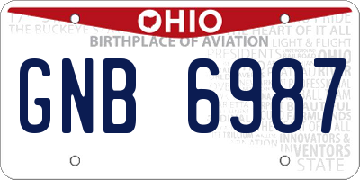 OH license plate GNB6987