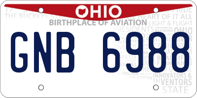 OH license plate GNB6988