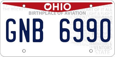 OH license plate GNB6990