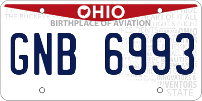 OH license plate GNB6993